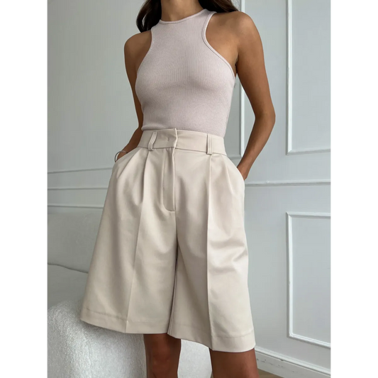 High Waist Pleated Wide Leg Shorts - Women’s Clothing & Accessories - Shorts - 1