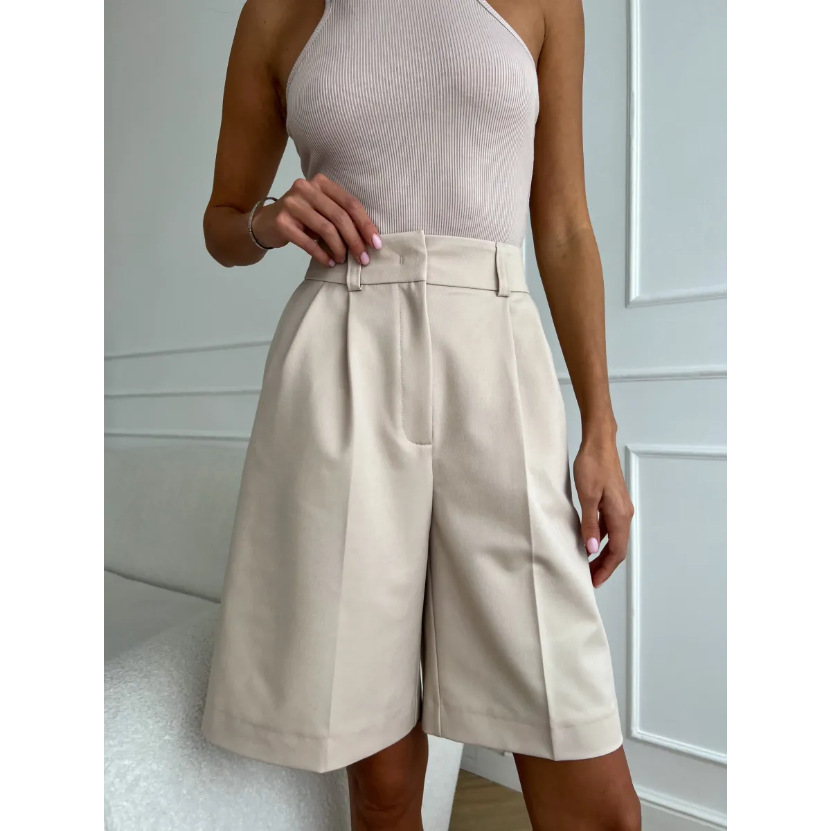 High Waist Pleated Wide Leg Shorts - Women’s Clothing & Accessories - Shorts - 3