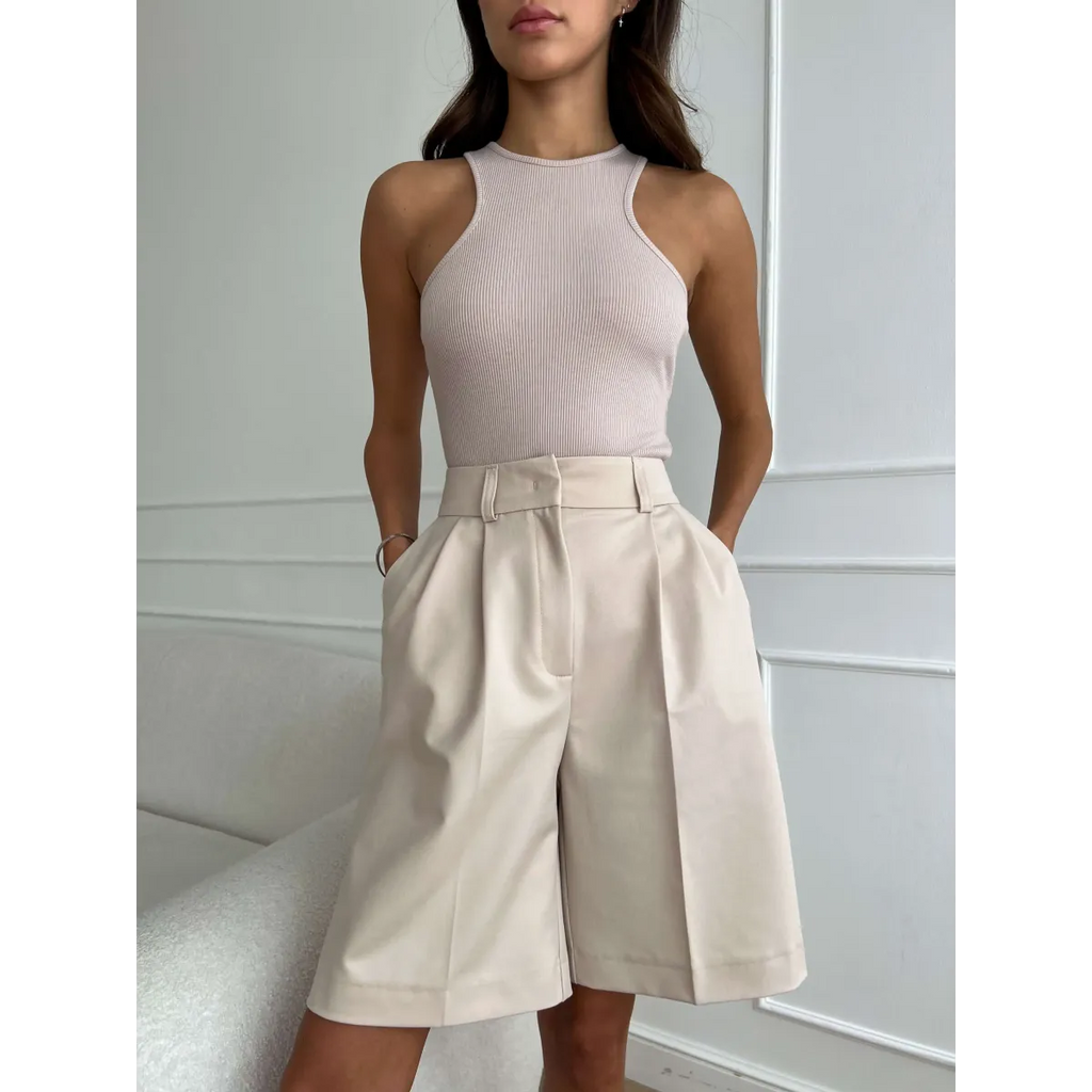 High Waist Pleated Wide Leg Shorts - Women’s Clothing & Accessories - Shorts - 6