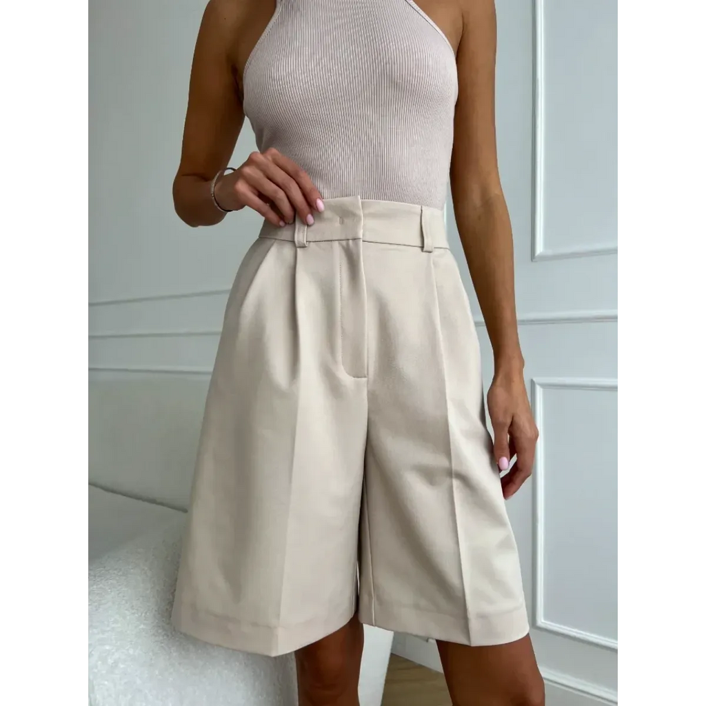 High Waist Pleated Wide Leg Shorts - Women’s Clothing & Accessories - Shorts - 11