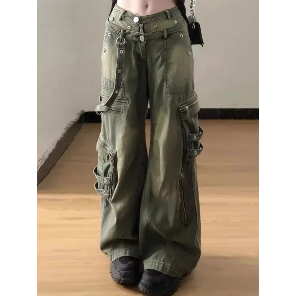 Multi-Zip Wide Leg Cargo Jeans - Bottoms - Jeans - 1