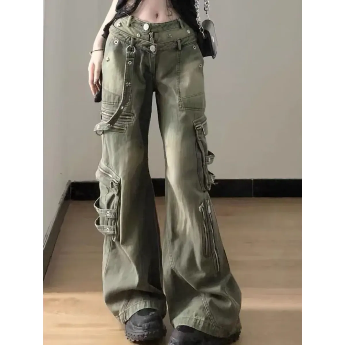 Multi-Zip Wide Leg Cargo Jeans - Bottoms - Jeans - 2