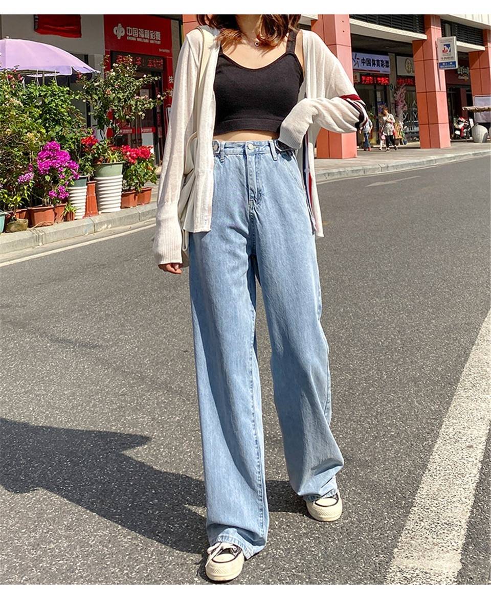 Korean Fashion Wide Leg Jeans - Bottoms - Shirts & Tops - 4 - 2024