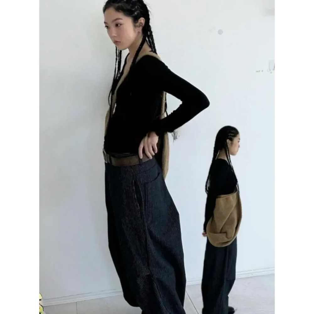 Y2K Low Waist Striped Wide Leg Jeans - Bottoms - Jeans - 1