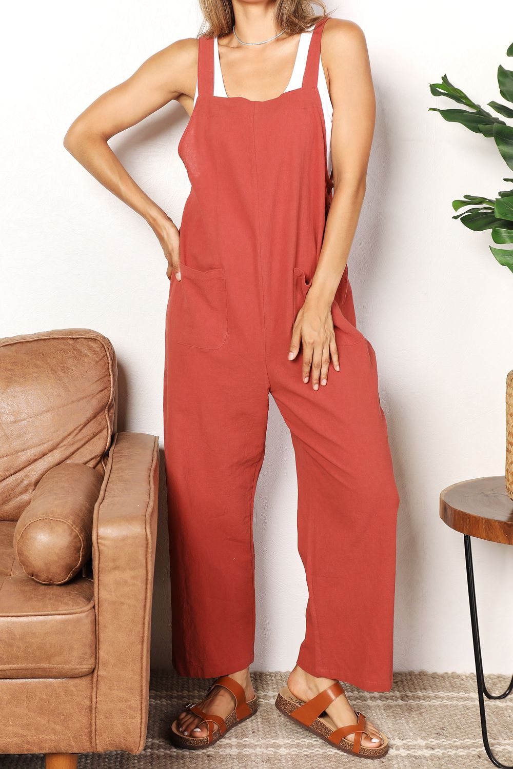 Wide Leg Overalls with Front Pockets - Bottoms - Overalls - 6 - 2024