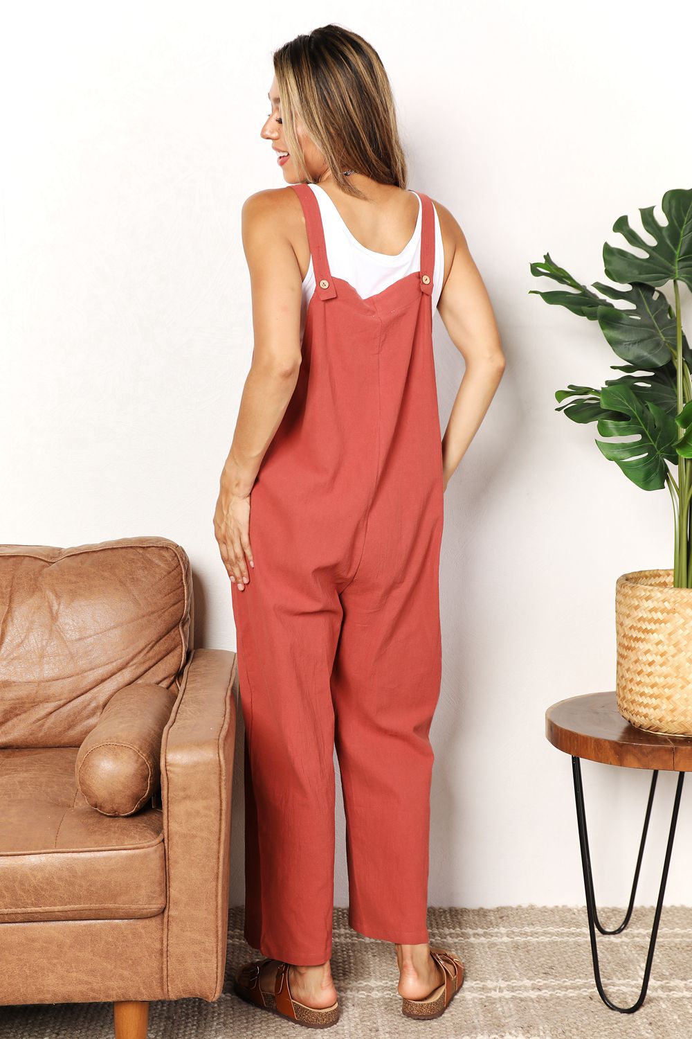 Wide Leg Overalls with Front Pockets - Bottoms - Overalls - 8 - 2024