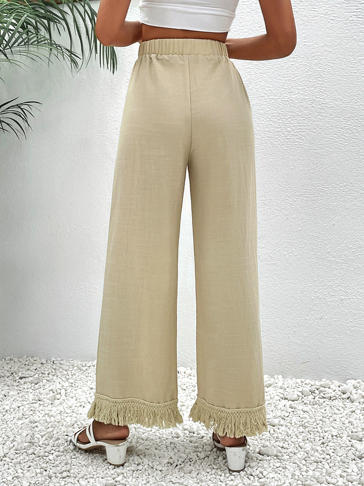 Fringe Detail Wide Leg Pants - Bottoms - Pants - 2 - 2024