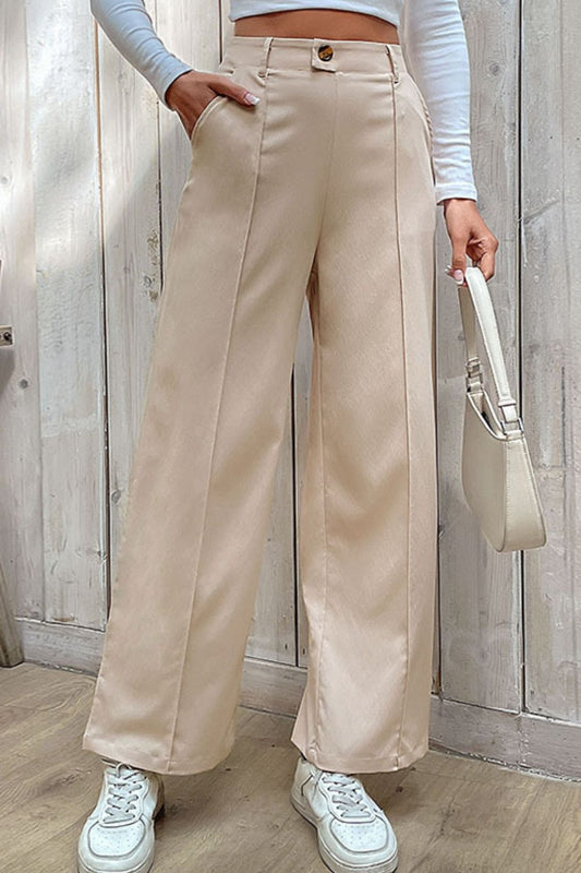 Center Seam Wide Leg Pants - Beige / S - Bottoms - Pants - 1 - 2024