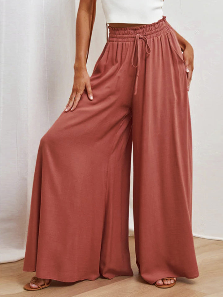 Drawstring Waist Wide Leg Pants - Bottoms - Pants - 8 - 2024