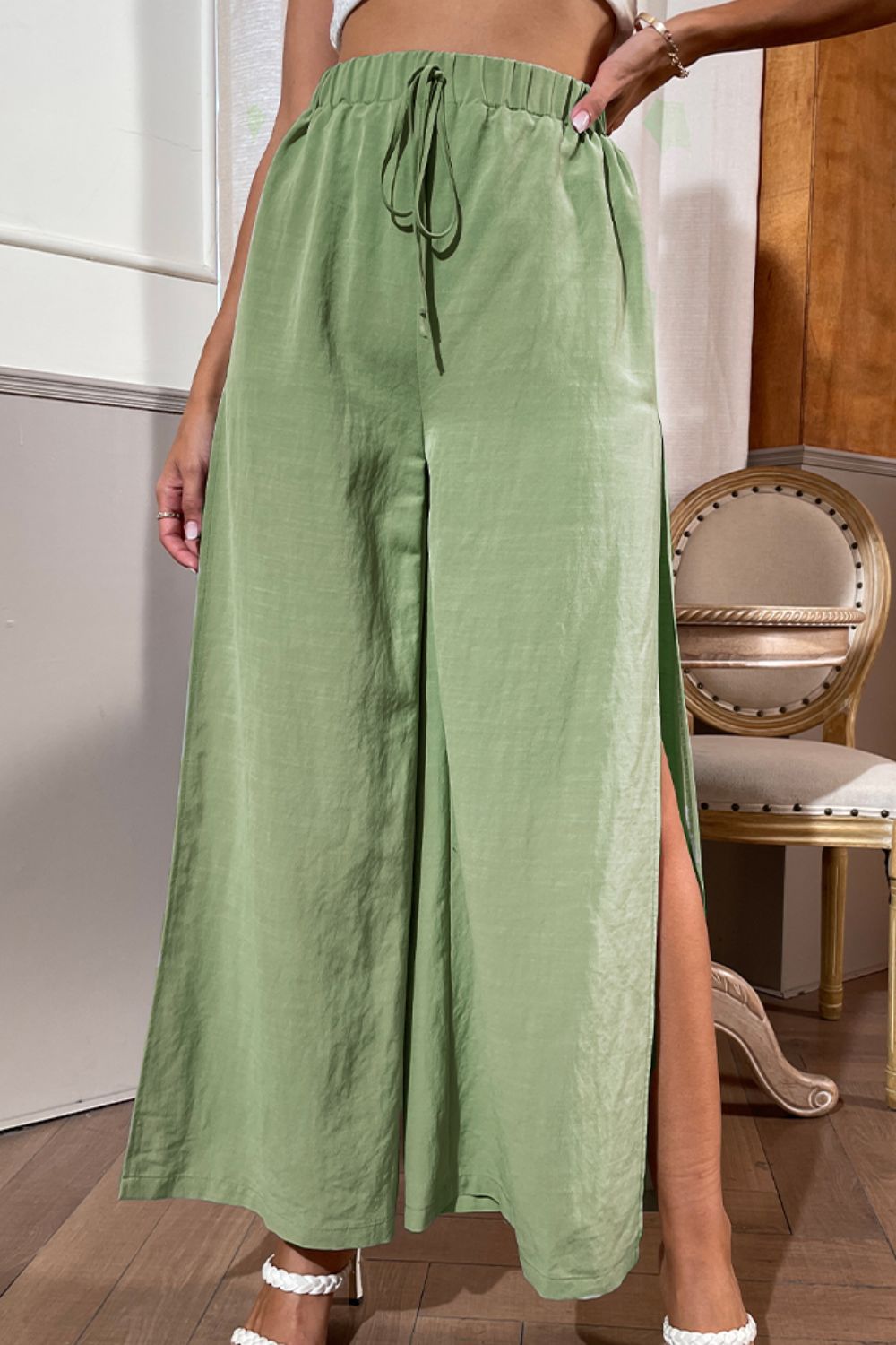 Side Slit Wide Leg Pants - Bottoms - Pants - 5 - 2024