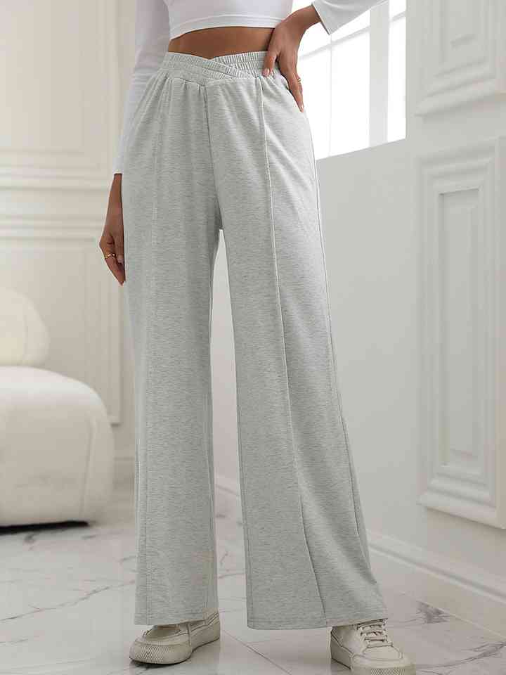 V-Waist Wide Leg Pants - Light Gray / S - Bottoms - Pants - 5 - 2024