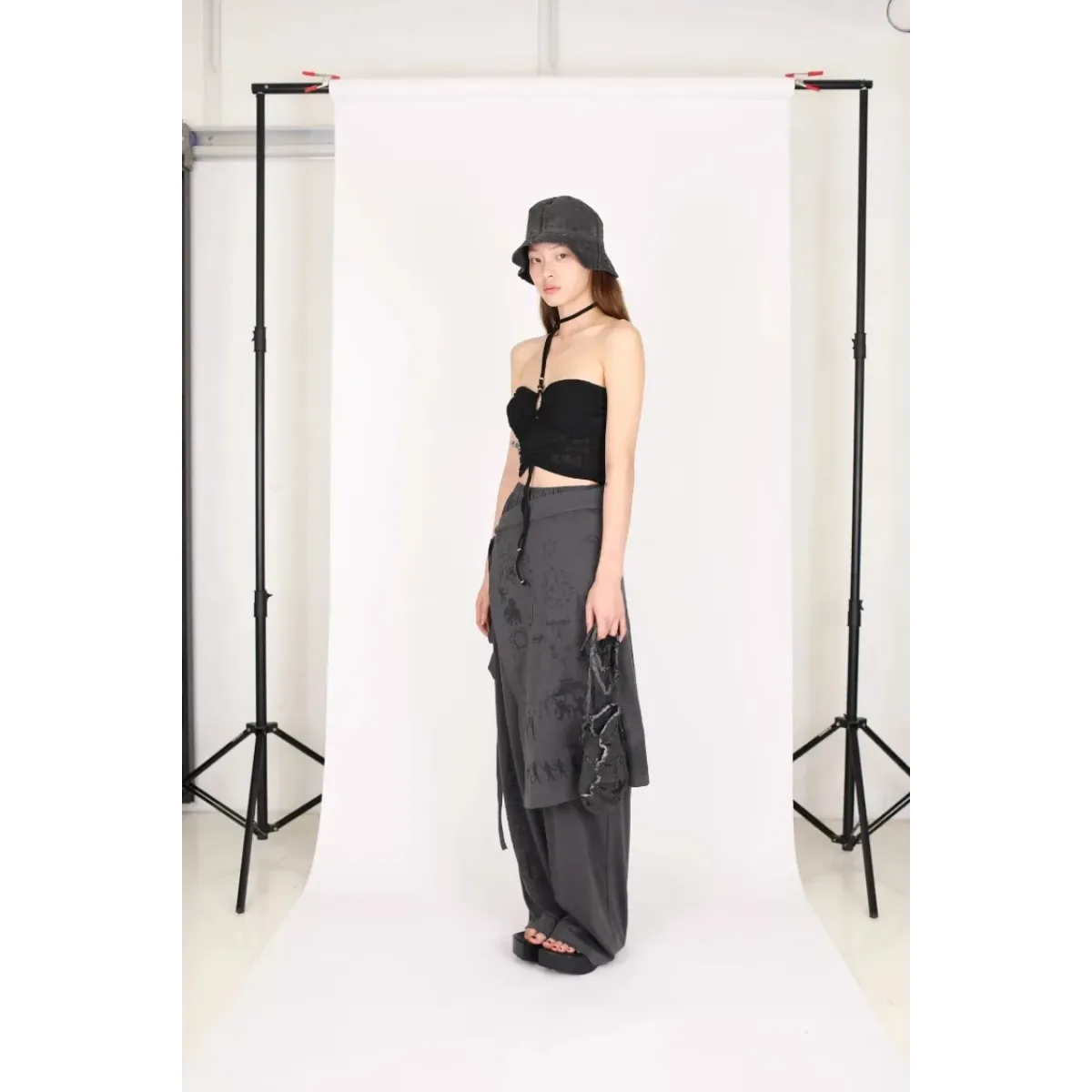 Fake Two-Piece Patchwork Wide Leg Pants - Bottoms - Pants - 2