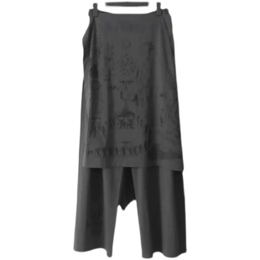 Fake Two-Piece Patchwork Wide Leg Pants - Bottoms - Pants - 5