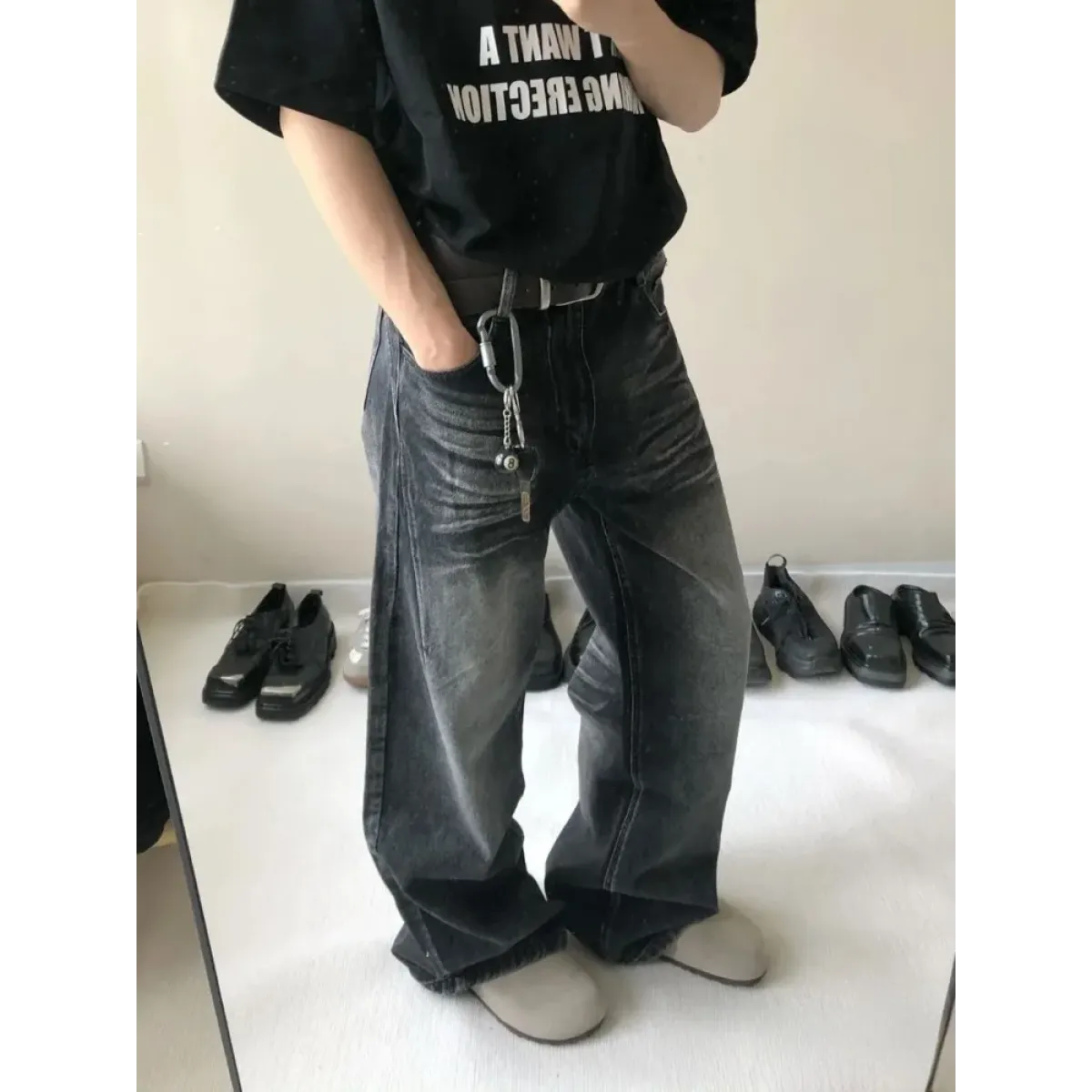 Vintage Washed Wide Leg Y2K Jeans - Bottoms - Jeans - 4