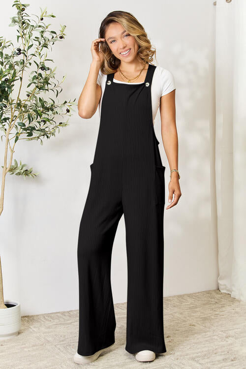 Wide Strap Overall with Pockets - Black / S - Women’s Clothing & Accessories - Jumpsuits & Rompers - 29 - 2024