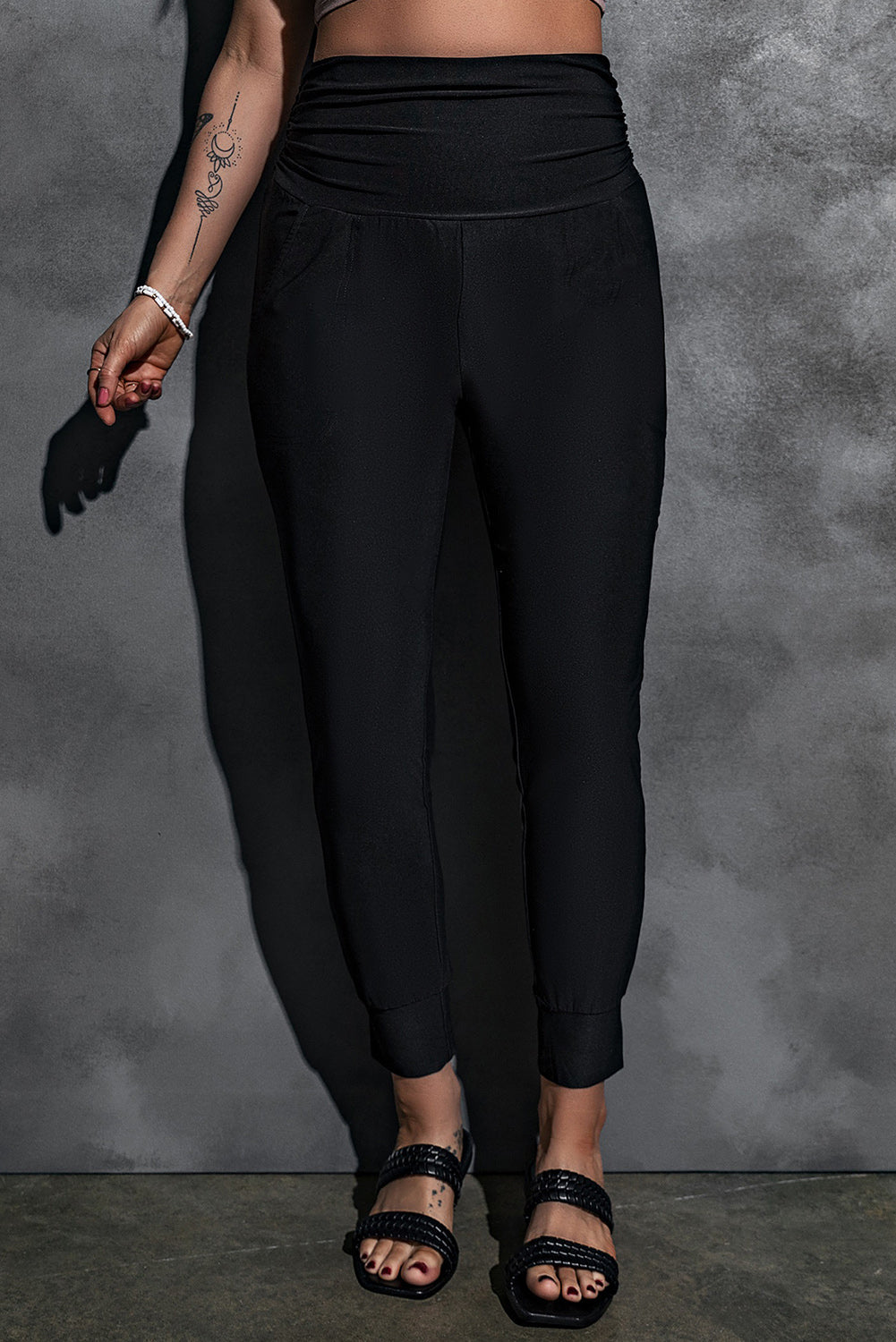 High-Rise Wide Waistband Joggers - Black / S - Bottoms - Pants - 15 - 2024