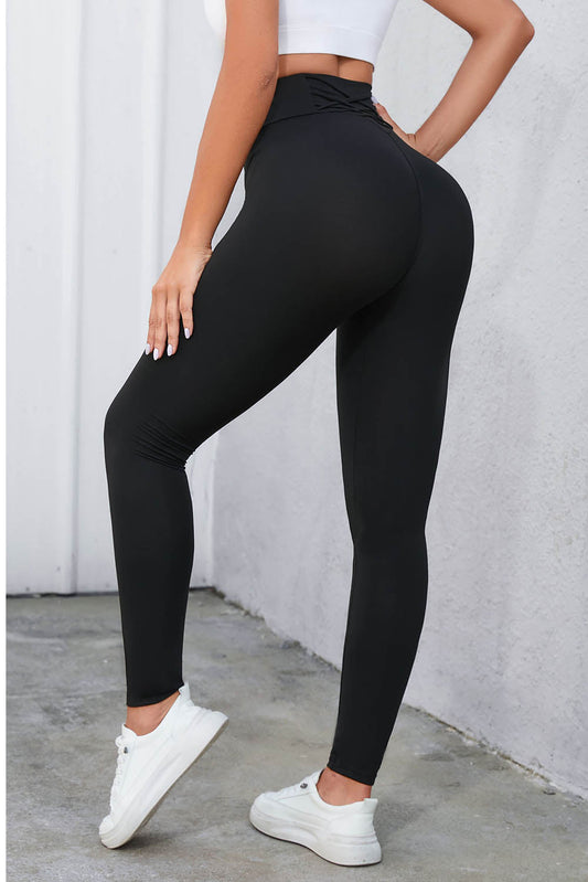 Crisscross Detail Wide Waistband Leggings - Black / S - Women’s Clothing & Accessories - Pants - 4 - 2024