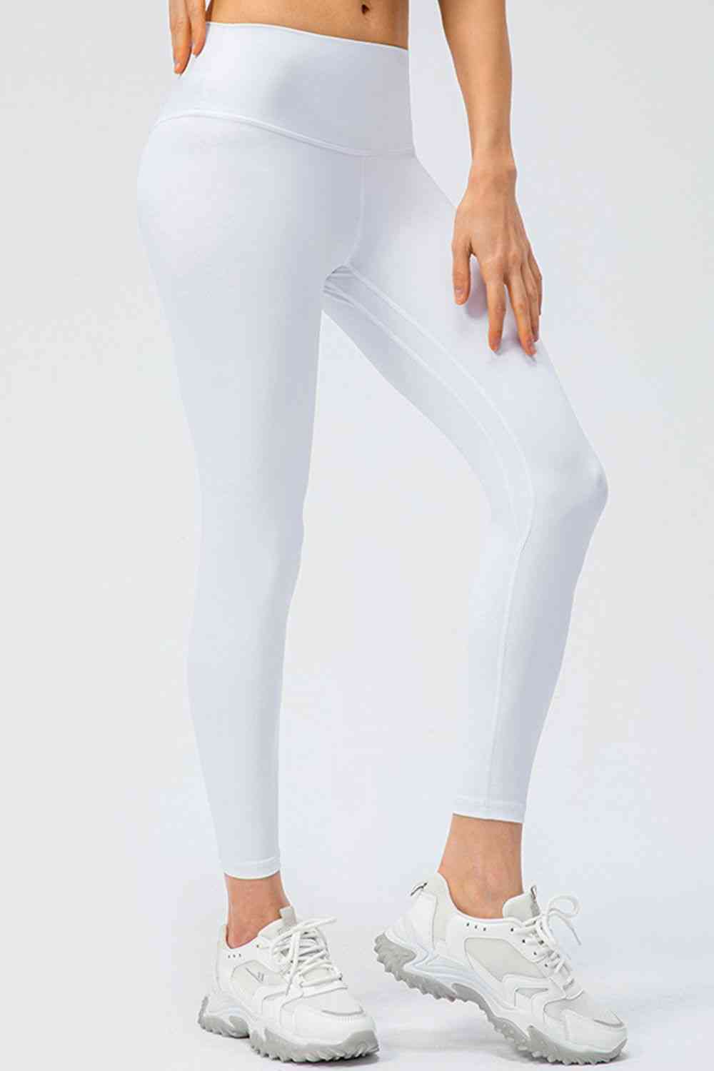 Wide Waistband Slim Fit Active Leggings - White / S - Leggings - Activewear - 20 - 2024