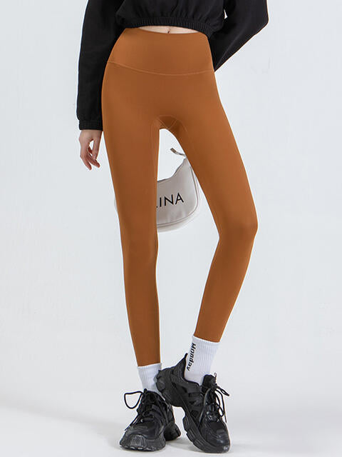 Wide Waistband Sports Leggings - Caramel / S - Leggings - Activewear - 16 - 2024