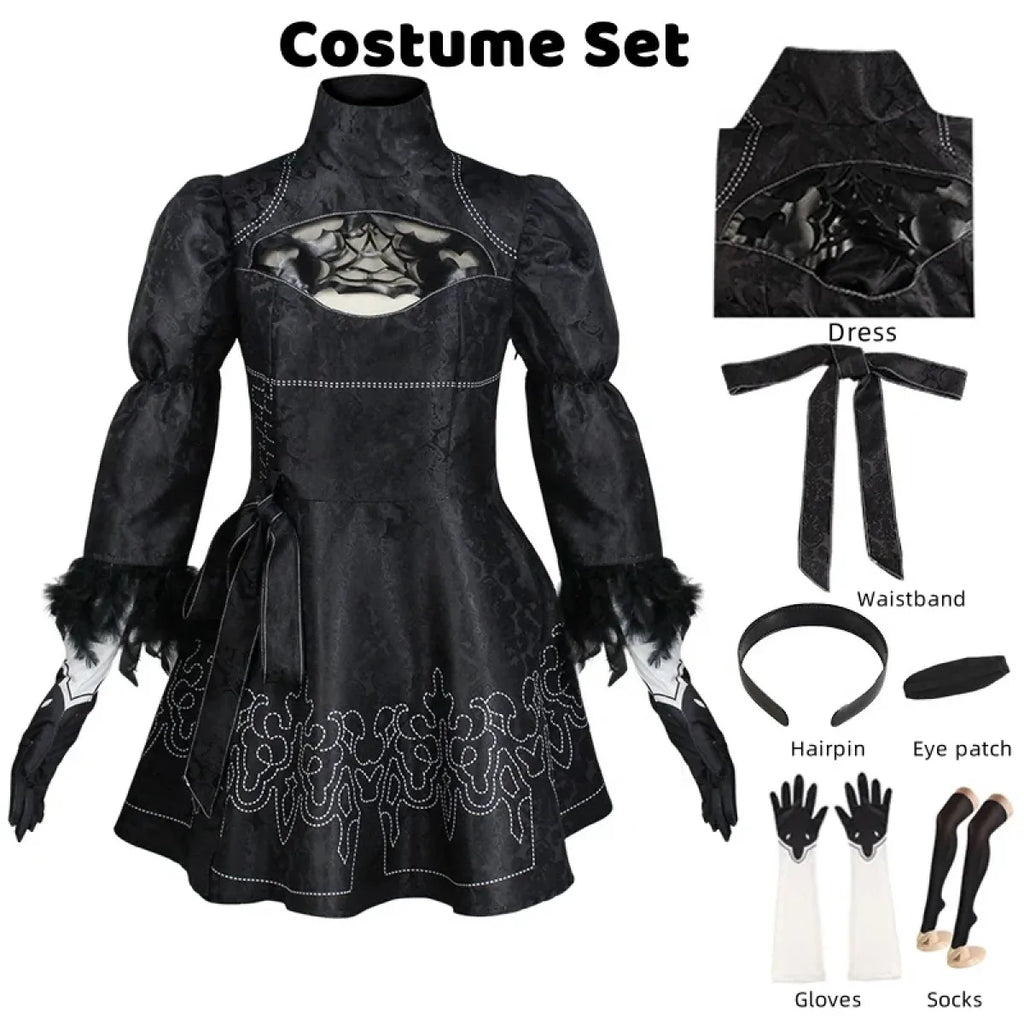 NieR: Automata 9S & 2B Cosplay Costume with Wig and Accessories - Anime - Cosplay - 13