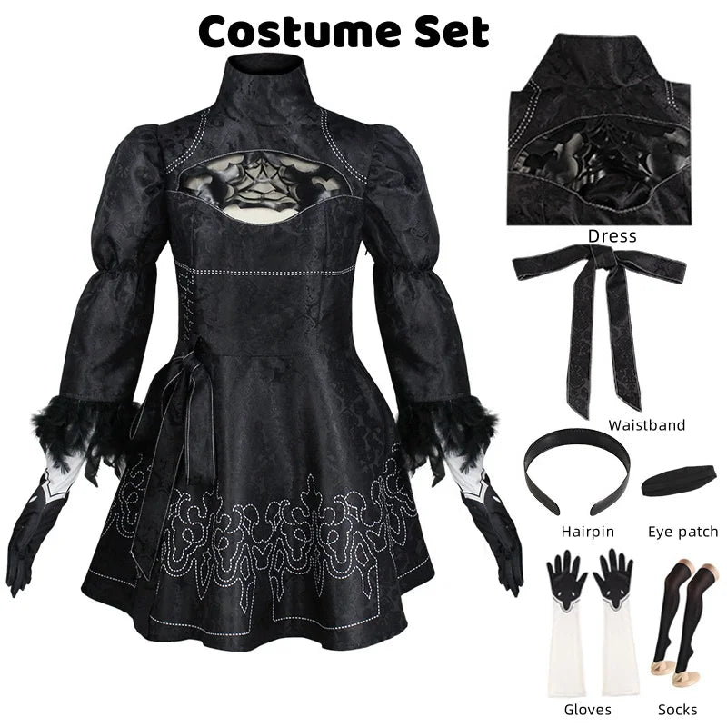 NieR: Automata 9S & 2B Cosplay Costume with Wig and Accessories - 2B Costume / S - Anime - Costumes - 2024 - 13