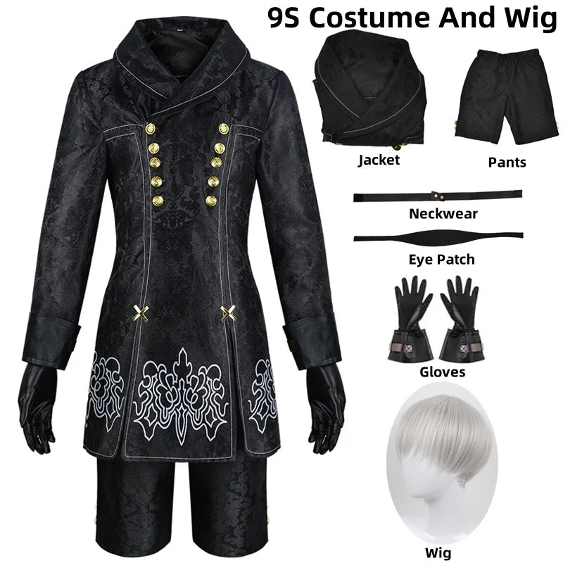 NieR: Automata 9S & 2B Cosplay Costume with Wig and Accessories - 9S Costume and wig / S - Anime - Costumes - 2024 - 15