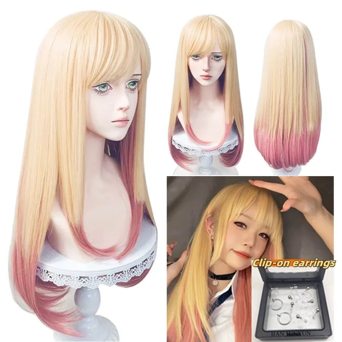 Marin-Inspired Blonde Pink Gradient Cosplay Wig - Anime - Hair Accessories - 1