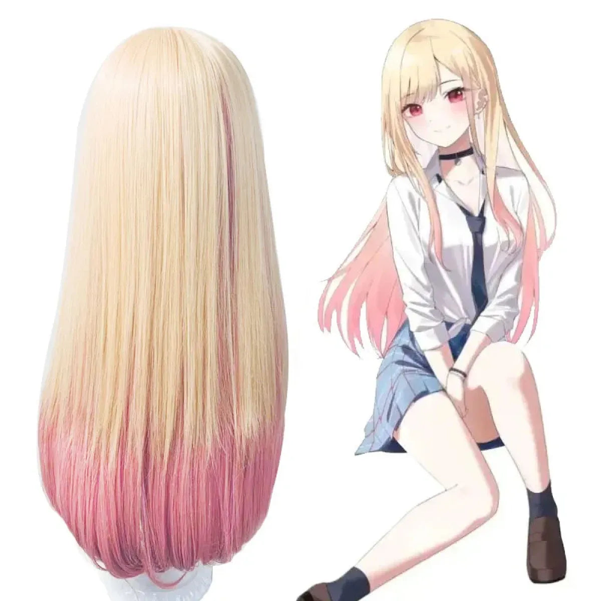 Marin-Inspired Blonde Pink Gradient Cosplay Wig - Anime - Hair Accessories - 2