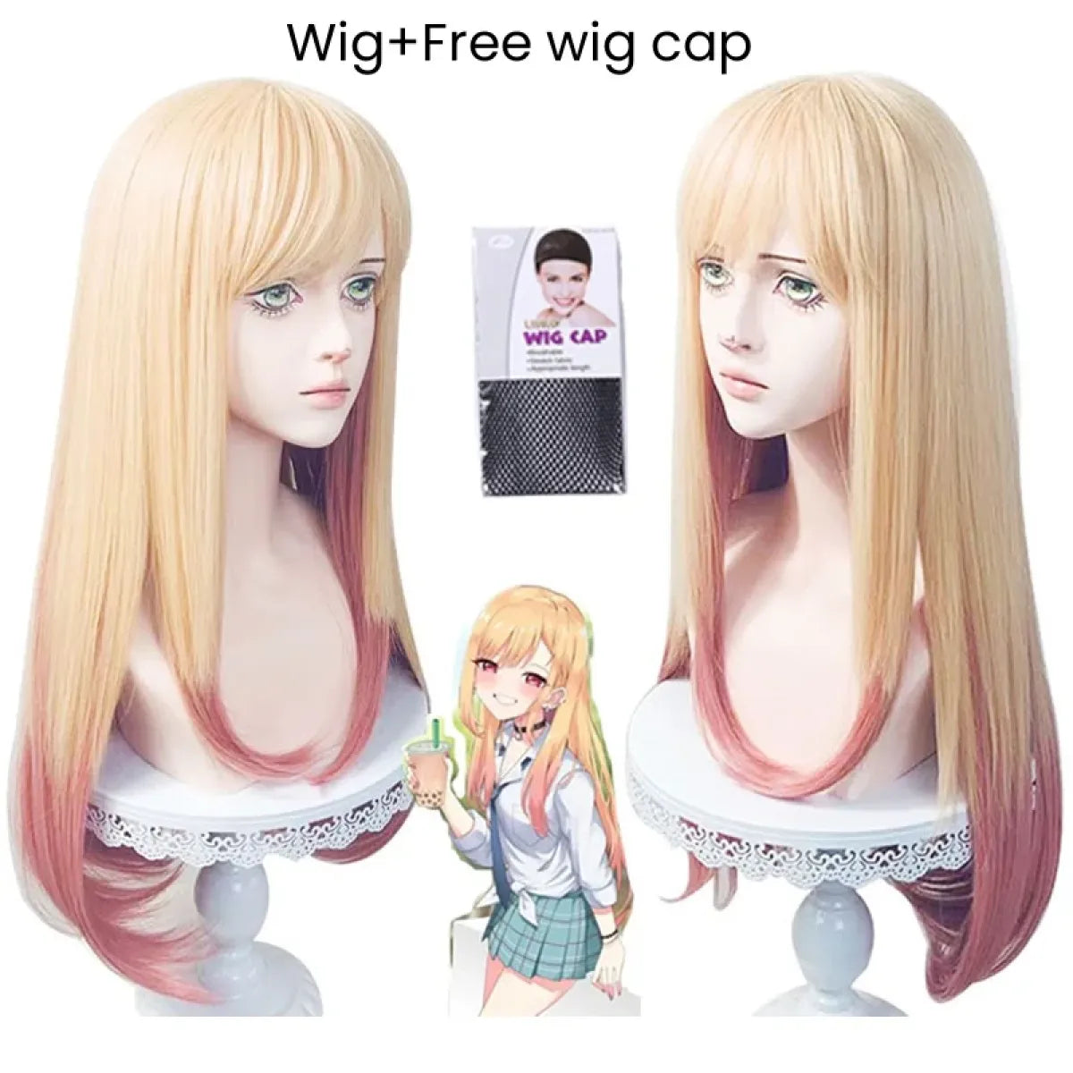 Marin-Inspired Blonde Pink Gradient Cosplay Wig - Anime - Hair Accessories - 8