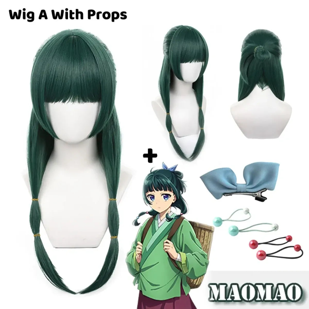 Maomao Green Twin Tail Cosplay Wig Set - Anime - Hair Accessories - 8