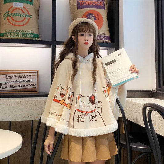 Kawaii Japanese Style Cats Winter Cloak - Women’s Clothing & Accessories - Clothing - 1 - 2024