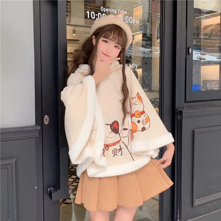 Kawaii Japanese Style Cats Winter Cloak - Women’s Clothing & Accessories - Clothing - 2 - 2024