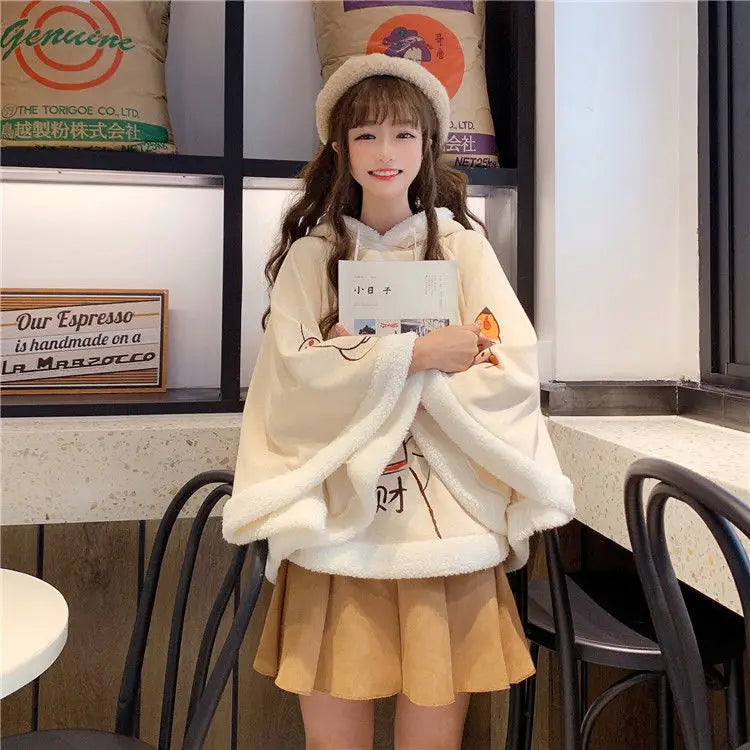 Kawaii Japanese Style Cats Winter Cloak - Women’s Clothing & Accessories - Clothing - 4 - 2024