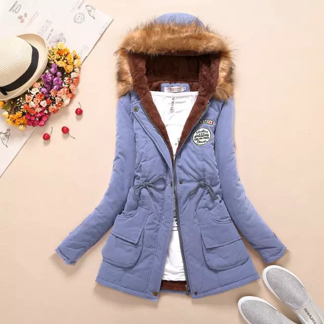 Women’s Winter Cotton Jacket - Hooded Slim Fit Warm Parka - Women’s Clothing & Accessories - Outerwear - 2024 - 30