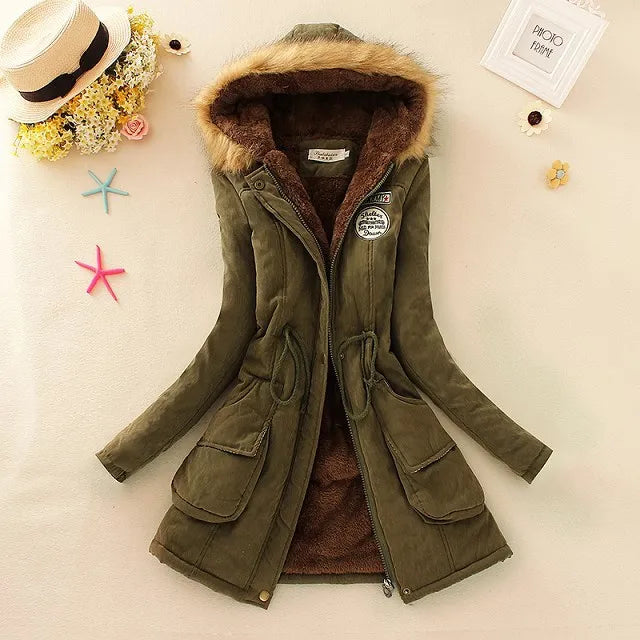 Women’s Winter Cotton Jacket - Hooded Slim Fit Warm Parka - Women’s Clothing & Accessories - Outerwear - 2024 - 4