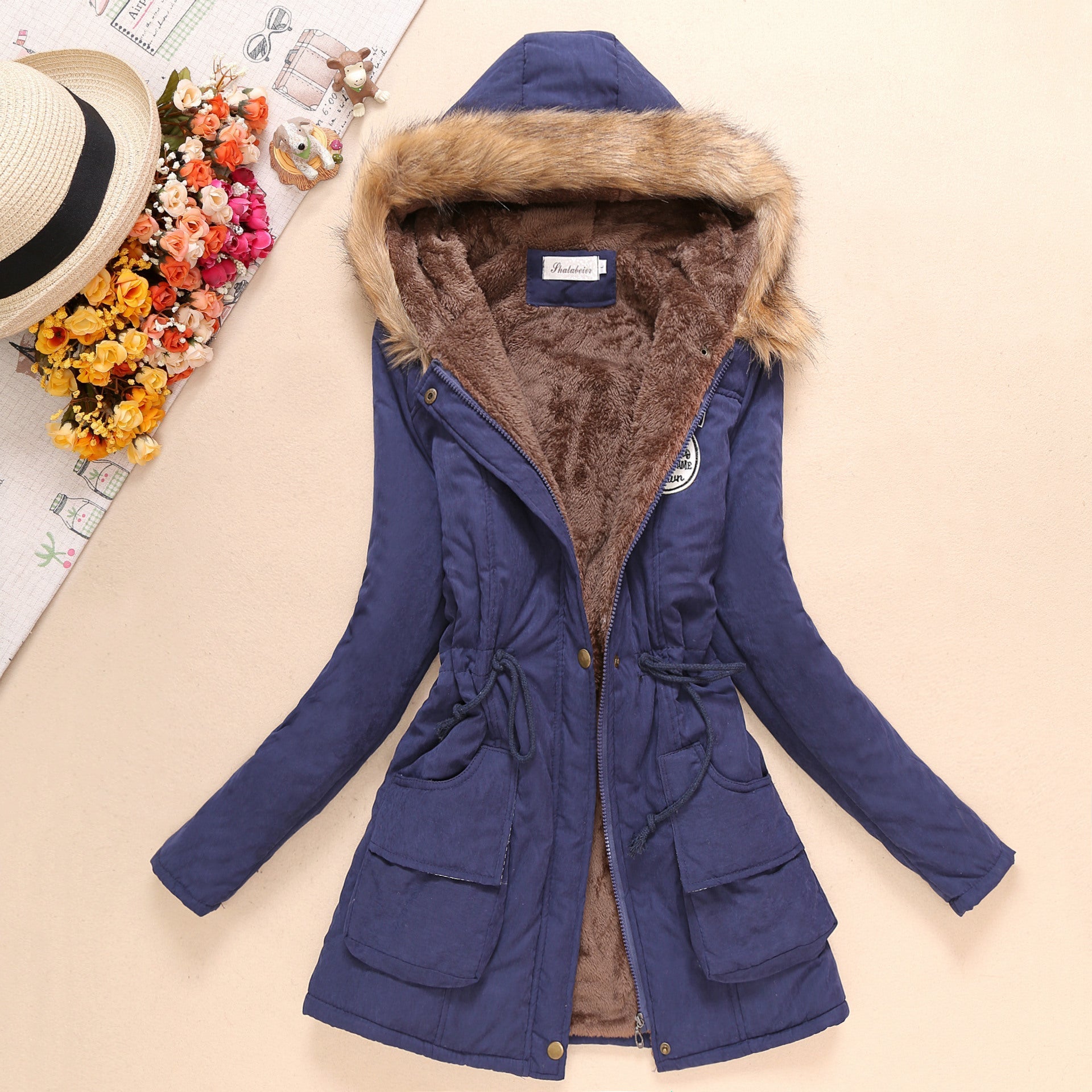 Women’s Winter Cotton Jacket - Hooded Slim Fit Warm Parka - Women’s Clothing & Accessories - Outerwear - 2024 - 22