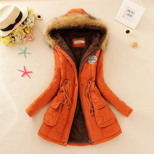 Women’s Winter Cotton Jacket - Hooded Slim Fit Warm Parka - Women’s Clothing & Accessories - Outerwear - 2024 - 25