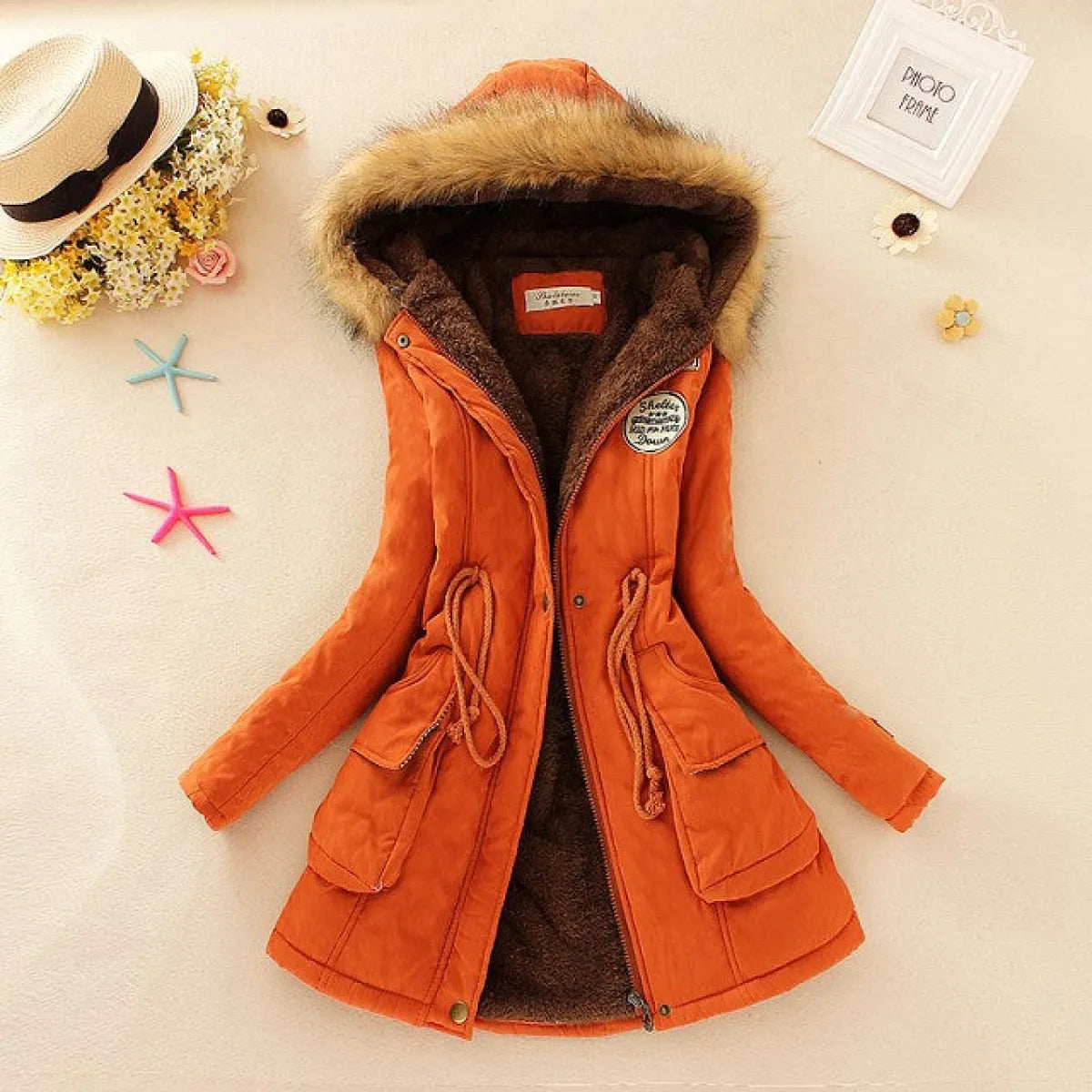 Women’s Winter Cotton Jacket - Hooded Slim Fit Warm Parka - Women’s Clothing & Accessories - Long - Women’s Jackets - 25