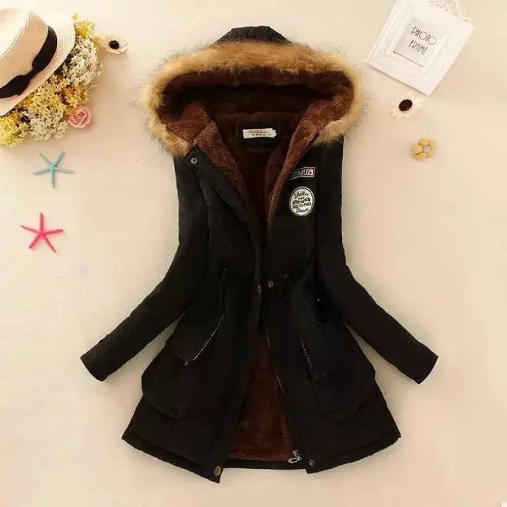 Women’s Winter Cotton Jacket - Hooded Slim Fit Warm Parka - Women’s Clothing & Accessories - Long - Women’s Jackets - 1