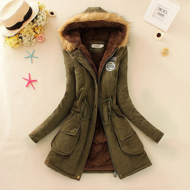 Women’s Winter Cotton Jacket - Hooded Slim Fit Warm Parka - Women’s Clothing & Accessories - Outerwear - 2024 - 26