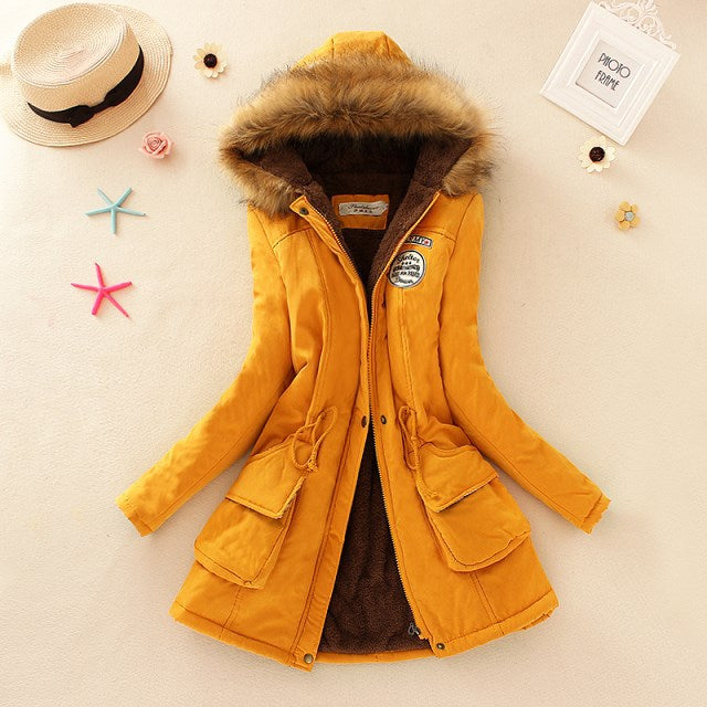 Women’s Winter Cotton Jacket - Hooded Slim Fit Warm Parka - Women’s Clothing & Accessories - Outerwear - 2024 - 24