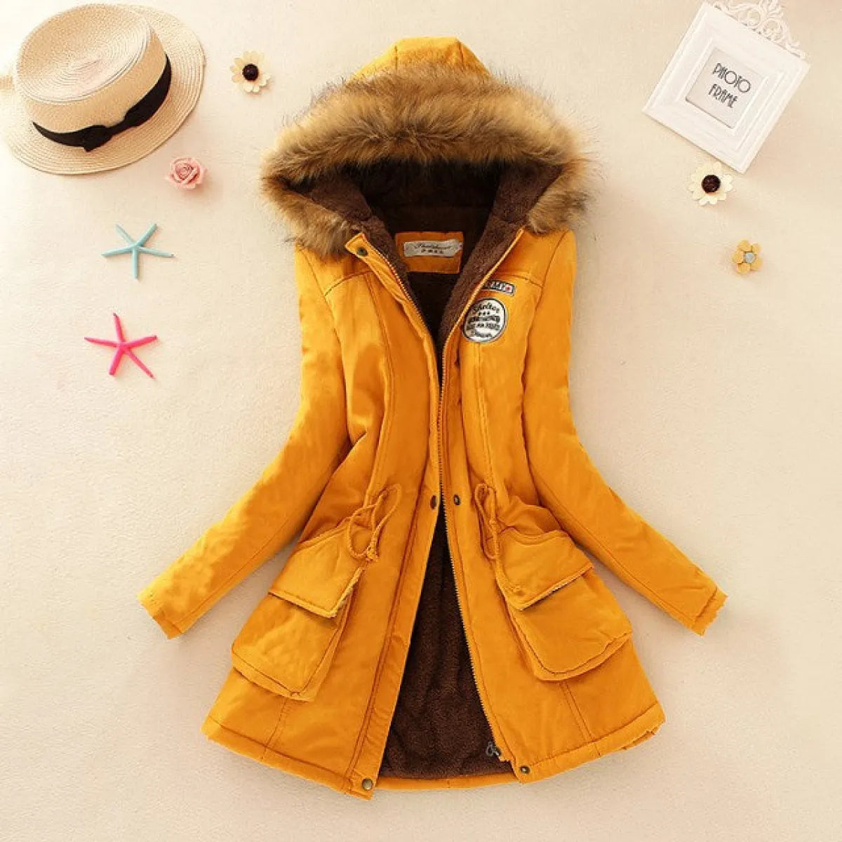 Women’s Winter Cotton Jacket - Hooded Slim Fit Warm Parka - Women’s Clothing & Accessories - Long - Women’s Jackets - 24