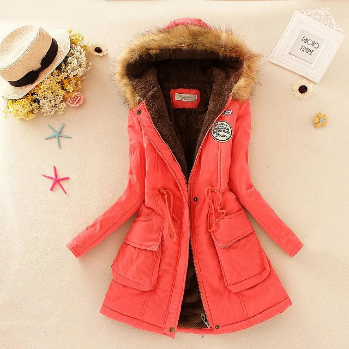 Women’s Winter Cotton Jacket - Hooded Slim Fit Warm Parka - Women’s Clothing & Accessories - Long - Women’s Jackets - 31