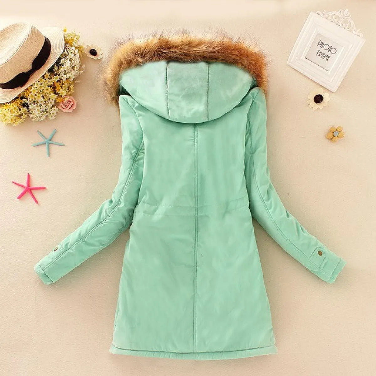 Women’s Winter Cotton Jacket - Hooded Slim Fit Warm Parka - Women’s Clothing & Accessories - Long - Women’s Jackets - 55