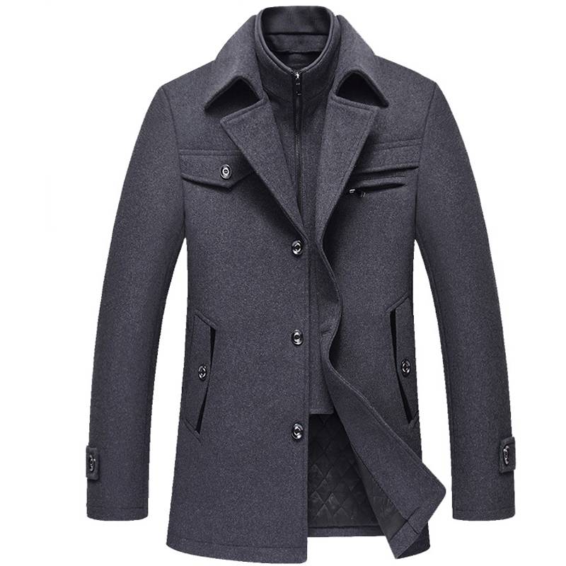 Men’s Winter Wool Coat - Grey / 4XL - Men’s Clothing & Accessories - Coats & Jackets - 4 - 2024