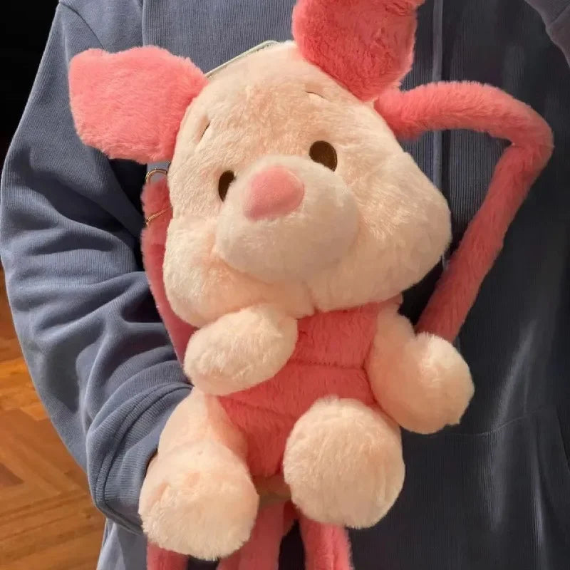 26cm Disney Piglet Plush Doll Bag - Kawaii Cartoon Fashion Backpack - Pink - Women Bags & Wallets - Stuffed Animals - 2