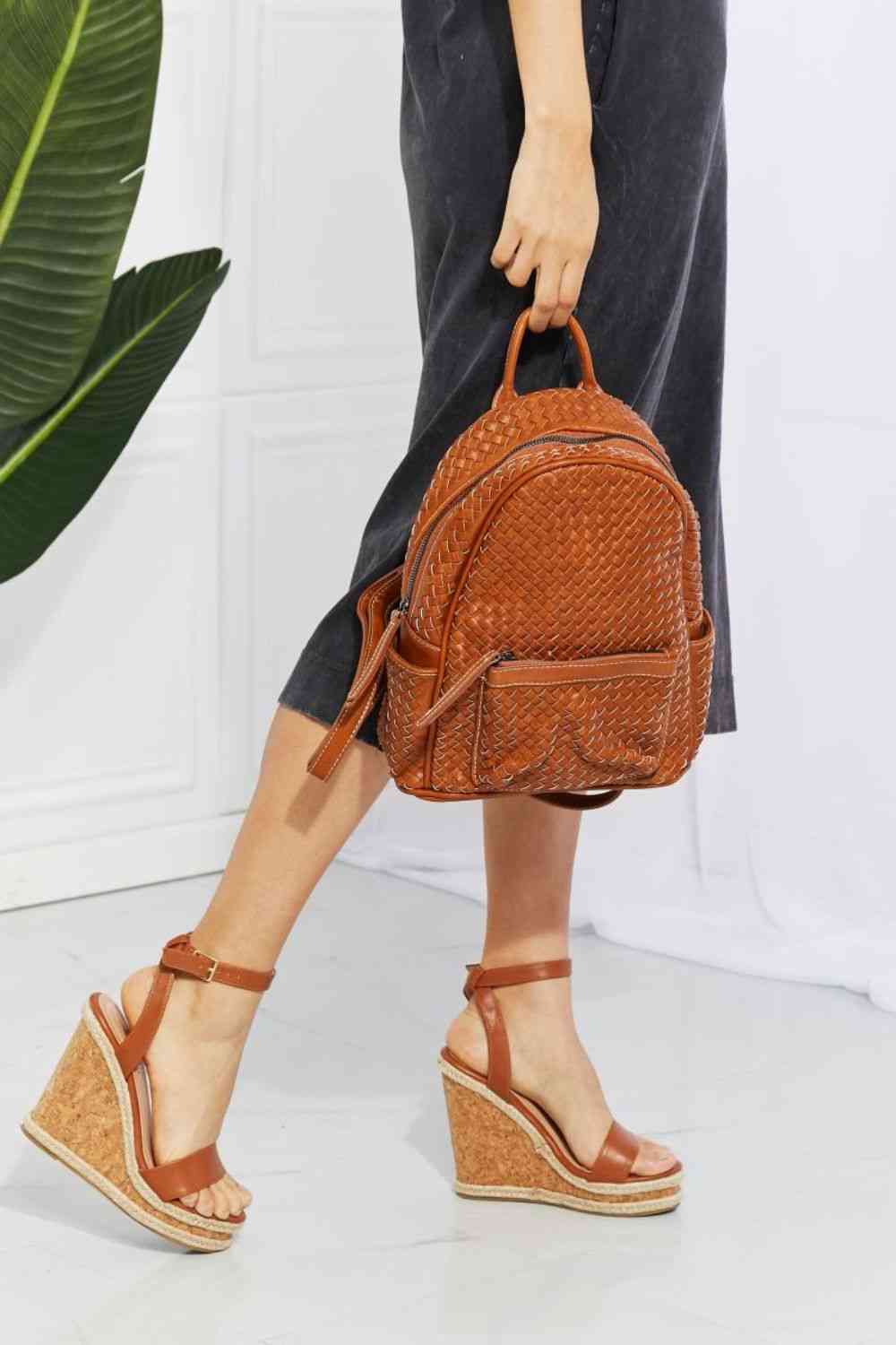 Certainly Chic Faux Leather Woven Backpack - Brown / One Size - Women Bags & Wallets - Backpacks - 4 - 2024