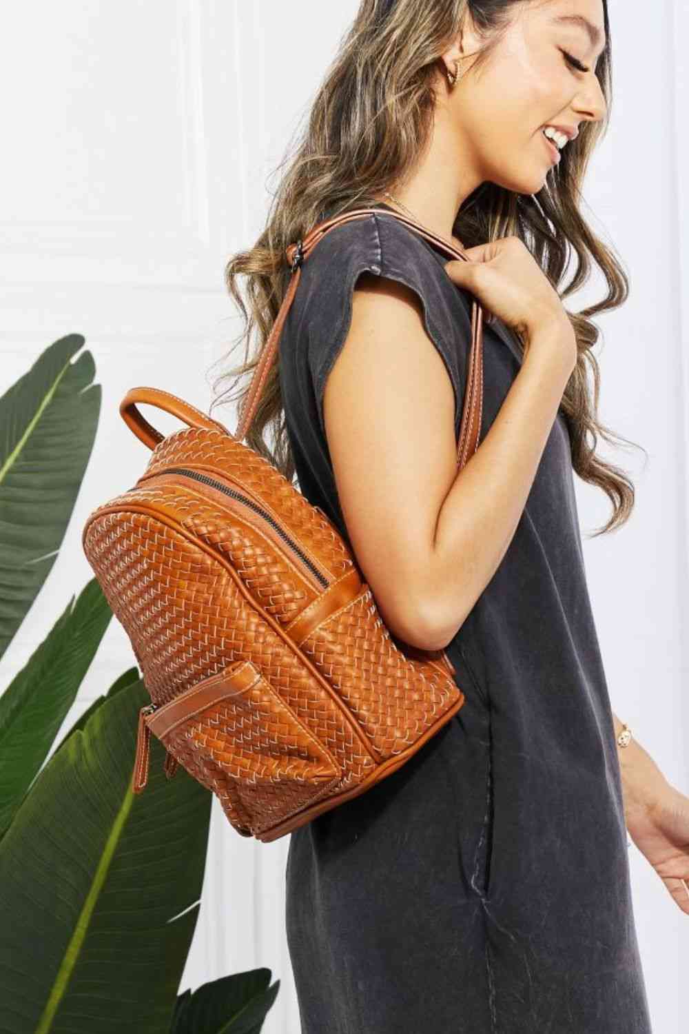 Certainly Chic Faux Leather Woven Backpack - Brown / One Size - Women Bags & Wallets - Backpacks - 3 - 2024