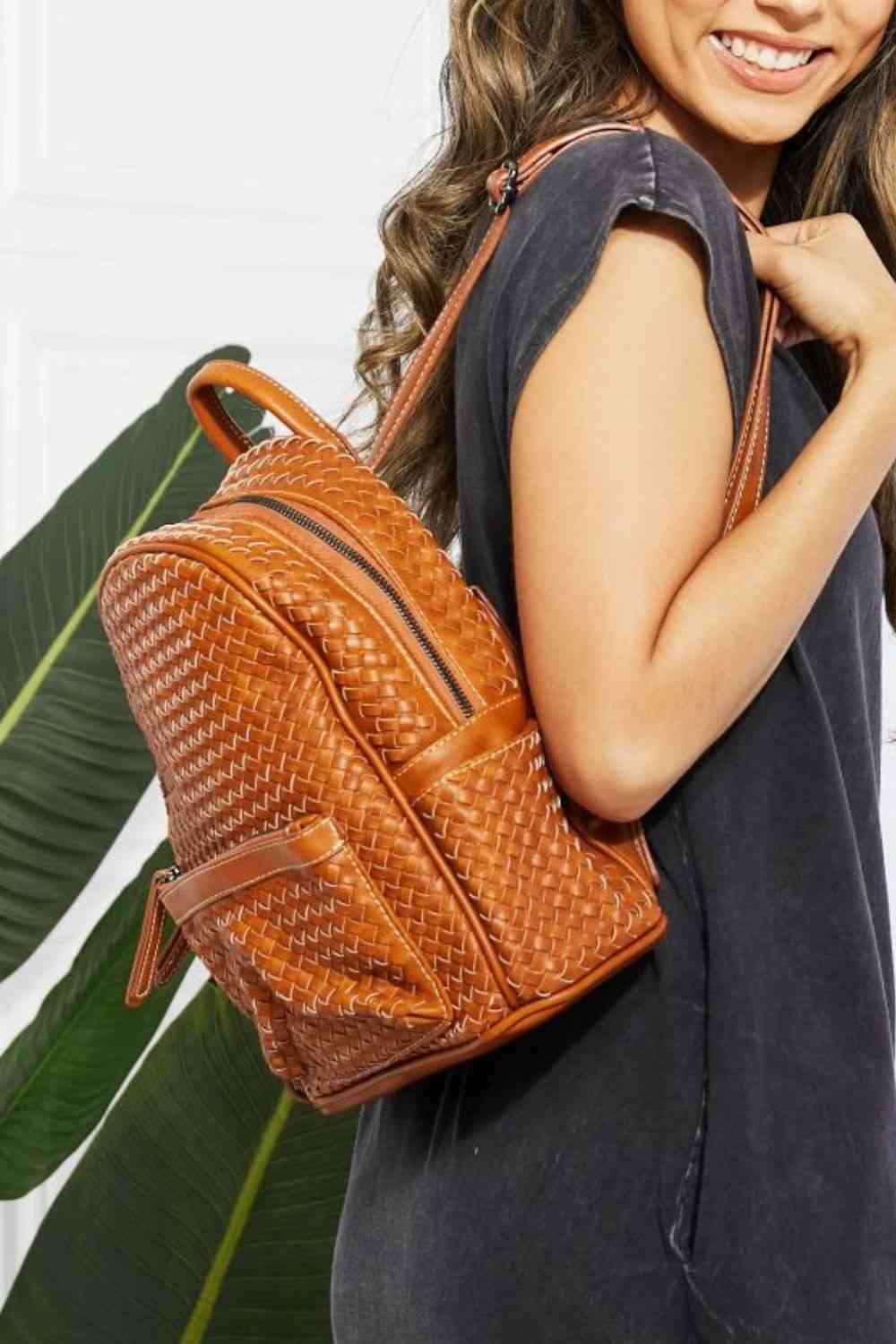 Certainly Chic Faux Leather Woven Backpack - Brown / One Size - Women Bags & Wallets - Backpacks - 2 - 2024