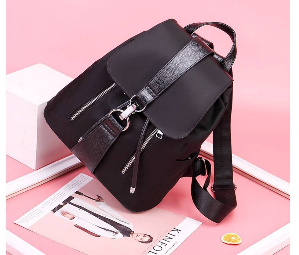 Double Zipper Nylon Backpack - Black / Nearest Warehouse - Women Bags & Wallets - Apparel & Accessories - 8 - 2024